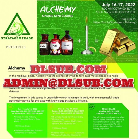 Branded promotional graphic of StratagemTrade Alchemy Online Mini Course digital course package